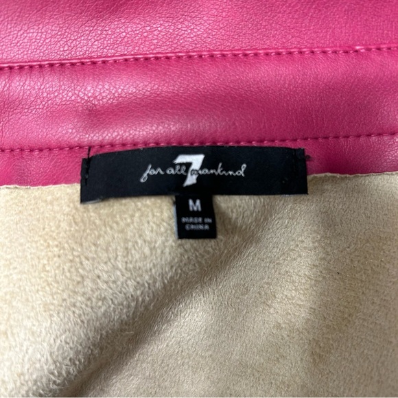 7 For All Mankind Pink Faux Leather Jacket SZ M - Picture 4 of 4